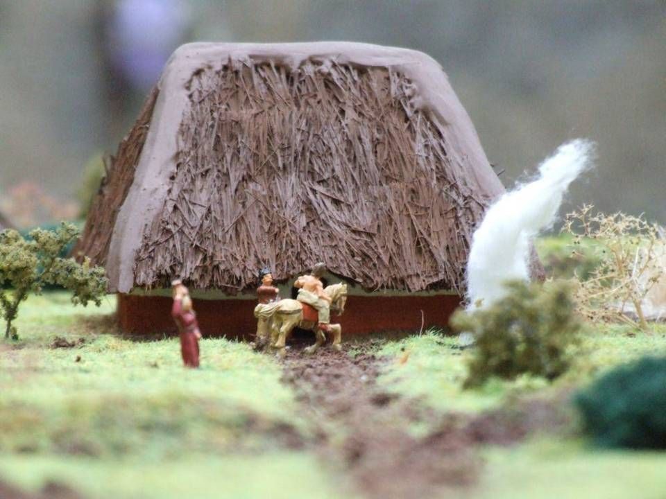 Détail d'une habitation et de ses occupants